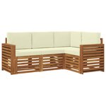 vidaXL Ensemble de canapés d'extérieur 4 pc Naturel et Crème Polyester