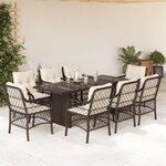 vidaXL Ensemble à manger de jardin et coussins 9 Pièces marron poly rotin