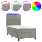 vidaXL Sommier à lattes de lit matelas LED Gris clair 90x200cm Velours
