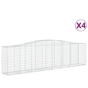 vidaXL Paniers à gabions arqués 4 Pièces 400x50x100/120 cm Fer galvanisé
