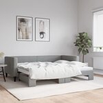 vidaXL Lit de jour avec lit gigogne gris clair 100x190 cm tissu