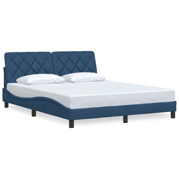 vidaXL Cadre de lit sans matelas bleu 160x200 cm tissu
