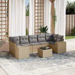 vidaXL Salon de jardin avec coussins 8 Pièces beige résine tressée