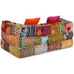 vidaXL Pouf modulaire à 2 places Patchwork Tissu