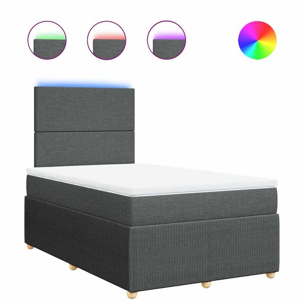 vidaXL Sommier à lattes de lit avec matelas gris foncé 120x190cm tissu