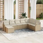 Ensemble de Canapé de Jardin vidaXL 8 Pièces avec Coussins Beige  Poly Rattan