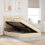 vidaXL Lit de rangement LED avec matelas Crème 140 x 190 cm Tissu