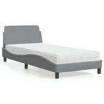 vidaXL Lit avec matelas gris clair 90x200 cm tissu