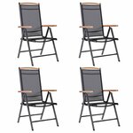 vidaXL Chaises de jardin pliables lot de 4 aluminium et textilène noir