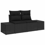 vidaXL Ensemble de canapé de jardin avec coussin 6 Pièces Noir polyrotin