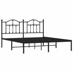 vidaXL Cadre de lit métal sans matelas et tête de lit noir 160x200 cm