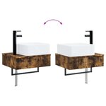 vidaXL Basin de lavage mural Chêne fumé 53 x 35 x 39 cm