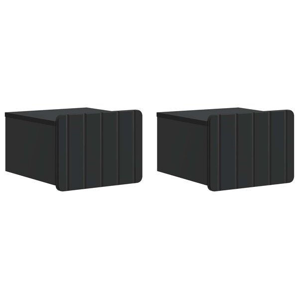 vidaXL Cabinet de chevet mural 2 pc Noir 33 x 34 5 x 24 cm
