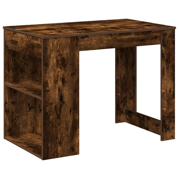vidaXL Bureau avec tiroir et étagère chêne fumé bois d'ingénierie