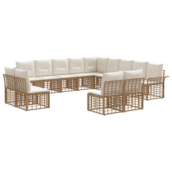 vidaXL Ensemble de canapés d'extérieur 13 Pièces Blanc Naturel et Crème