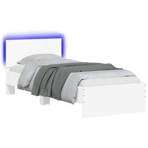 vidaXL Cadre de lit avec bandes LED Blanc Bois d'ingénierie