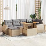 vidaXL Salon de jardin avec coussins 7 Pièces beige résine tressée