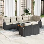 vidaXL Ensemble de canapé de jardin 9 Pièces Noir  blanc