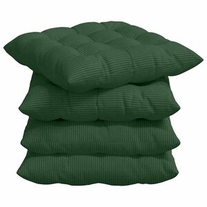 vidaXL Coussins de siège 4 pc Tissu en velours côtelé Vert foncé