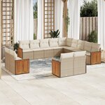 vidaXL Salon de jardin avec coussins 13 Pièces beige résine tressée