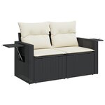 Ensemble de Canapé de Jardin 13 Pièces avec Coussins Noir Rattan Poly Acacia