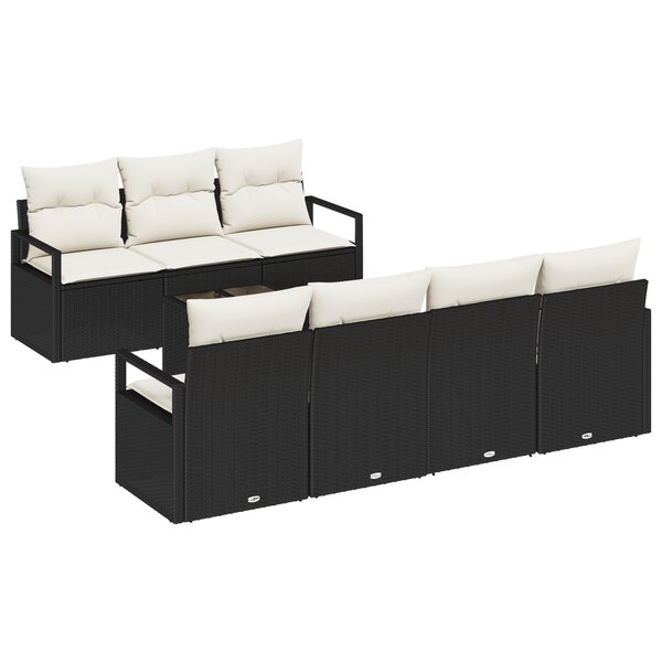 vidaXL Ensemble de canapé de jardin 8 pièces avec coussins en rotin poly noir