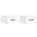 vidaXL Cabinet de chevet mural 2 pc Blanc brillant 34 5 x 33 x 20 cm