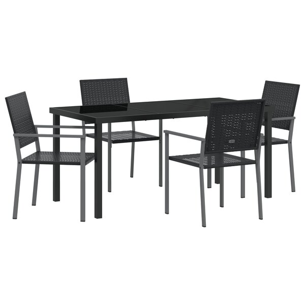 vidaXL Ensemble de salle à manger de jardin 5 pièces en poly rattan noir