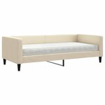 vidaXL Lit de jour avec matelas crème 90x200 cm tissu