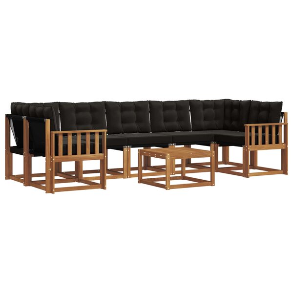 vidaXL Ensemble de canapés d'extérieur 8 pc Naturel et Noir