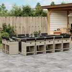 vidaXL Ensemble à manger de jardin et coussins 15 Pièces gris clair rotin
