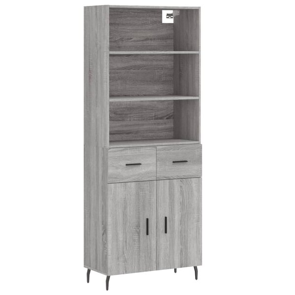 vidaXL Buffet haut Sonoma gris 69 5x34x180 cm Bois d'ingénierie
