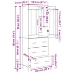 vidaXL Haut Armoire avec tiroir 2 Pièces Chêne noir Bois d'ingénierie