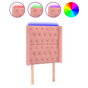 vidaXL Tête de lit à LED Rose 83x16x118/128 cm Velours