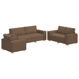 vidaXL Canapé 3 Pièces Marron 220 x 80 x 84 cm Tissu en lin mélangé