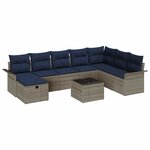vidaXL Ensemble de canapé de jardin avec coussin 9 Pièces Poly rotin
