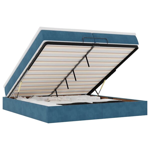 vidaXL Cadre de lit ottoman avec matelas bleu foncé 200x200 cm velours