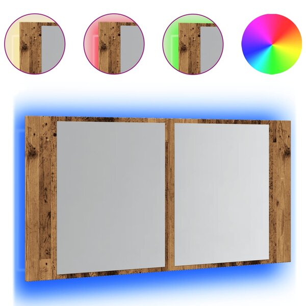 vidaXL Armoire à miroir LED vieux bois 90x12x45 cm bois d'ingénierie