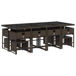 vidaXL Ensemble à manger de jardin avec coussins 13 Pièces marron rotin