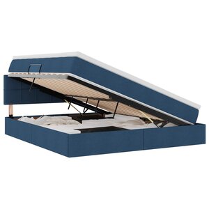 vidaXL Lit avec rangement et LED avec matelas Bleu 180 x 200 cm tissu