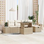 vidaXL Canapé de jardin 6 pièces avec coussins en rotin poly beige