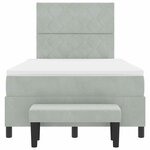 vidaXL Lit à ressorts avec Matelas & Banc Gris Clair 120x190 cm Velours