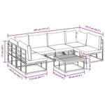 vidaXL Ensemble de canapé de jardin avec coussin 7 Pièces Noir Aluminium