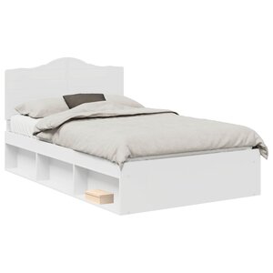 vidaXL Cadre de lit avec tête de lit Blanc 135 x 190 cm Pin massif
