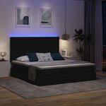 vidaXL Lit de rangement LED avec matelas Noir 200 x 200 cm Tissu