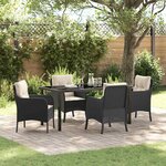 vidaXL Ensemble de salle à manger pour jardin 5 Pièces Noir Poly rotin