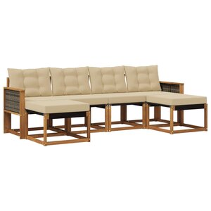 vidaXL Ensemble de canapés d'extérieur 6 pc Naturel et Beige