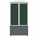 vidaXL Armoire Tableau Noir avec porte Gris et blanc Bois d'ingénierie