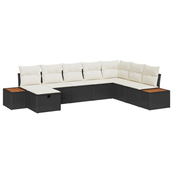 vidaXL Ensemble de canapé de jardin 8 pièces avec coussins en rattan poly noir