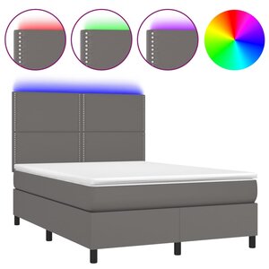 vidaXL Sommier à lattes de lit avec matelas et LED Gris 140x200 cm